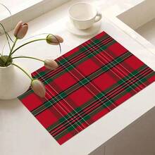 1pc Christmas Red Striped Pattern, Kitchen Countertop Absorbent Drying Mat, Coffee Machine Mat, Pour-Over Coffee Pot Mat, Dish Drainer Mat, Non-Slip Heat-Resistant Kitchen Mat, Dining Table Mat, Breakfast Mat, Washing Machine Mat, Home Kitchen Dining Table Coffee Shop Bar Decor Mat, Holiday Party Housewarming Gift - Multicolor - View 12