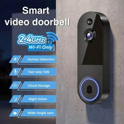 กล้องกริ่งประตูไร้สาย 1080P, กริ่งประตูอัจฉริยะ, วิสัยทัศน์กลางคืน, เซ็นเซอร์ PIR, ตรวจจับการเคลื่อนไหว, แจ้งเตือนแบบเรียลไทม์, เสียงสองทาง, ติดตั้งง่าย