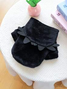 PETCIRCLE 1件寵物衣服 小狗幼犬貓咪可愛造型裝 秋冬輕量透氣柔軟布料毛絨短款變身套裝 - 黑貓 - 黑色 - 查看 3