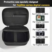ALKOO Digital Camera Case For FujifiIm X100VI X100V X100F X100S X-E5, Portable Travel Bag With Strap & Cover, 6mm Thickened EVA Shell (Case Only) - Black - View 3