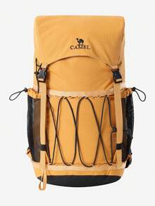 CAMEL CROWN 專業戶外桶狀登山背包，大容量旅行肩背包，適合徒步旅行與山區健行 - 日落黃 - 查看 9