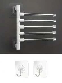 Towel Rack - Wall-Mounted Rotating Towel Bar, Modern Minimalist No-Drill Floating Towel And Coat Hook Organizer - Bathroom Accessories - Essential Towel Rack And Floor Mat Storage For Home Kitchen And Bathroom,Home Essentials - Multicolor - View 12
