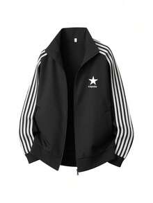 Men's Spring/Autumn Lightweight Sports Casual Fashion Outdoor Jacket & Pants Set - Black - View 3