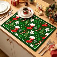 1pc Dish Drying Mat, Coffee Machine Mat, Christmas Series Pattern Dish Drying Mat, Tabletop Protective Placemat, Suitable For Kitchen Dish Drying, Suitable For Holiday Table Decoration, Multi-Purpose Drying Mat, Home Gift, Tabletop Decor - XYLSD-1134 - View 3