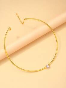 outingfit 1pc Water Drop Pendant Open Collar Necklace, Fashion Minimalist Commute Daily Versatile Party Choker - Gold - View 5