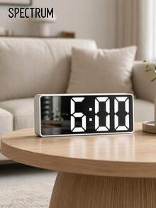 1pc Mirror Desk Clock With LED Display, 2 Charging Methods, Simple Operation Desk Clock, Electric Alarm Clock For Living Room Decor(Batteries Not Included) - multicolor - View 1