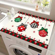1pc 2D Christmas Absorbent Mat, Christmas Decorative Pattern, Kitchen Countertop Absorbent Drying Mat, Coffee Machine Mat, Pour Over Coffee Pot Mat, Dish Drainer Mat, Non-Slip Heat Resistant Kitchen Mat, Dining Table Mat, Breakfast Mat, Washing Machine Mat, Home Kitchen Dining Table Coffee Shop Bar Decorative Mat, Holiday Party Housewarming Gift - Multicolor - View 12