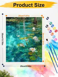 1 Set Of Digital Oil Painting Set, Suitable For Beginners, Clear Lotus Pond-Adult Beginner Set, Birthday Gift, Anniversary Gift, Holiday Gift, Home Decoration. - A - View 6