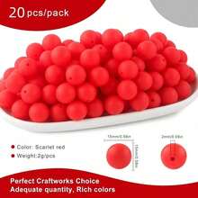 20/36 Buah Manik-Manik Bulat Silikon 1,5 Cm/0,59in, Cocok untuk Pembuatan Perhiasan, Gantungan Kunci DIY, Kalung, Gelang, dan Bahan Kerajinan Tangan, Perlengkapan Pembuatan Perhiasan, Tersedia Berbagai Warna - MultiWarna - View 9