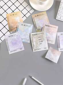 Celestial Theme Planet Sticky Notes, Watercolor Earth, Mars, Pluto Pattern, Home Office Memo Sticky Notes, Self-Adhesive, 30 Sheets (Randomly Shipped) - Multicolor - View 3