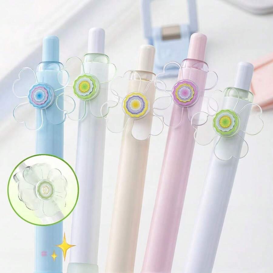Lucky Four-Leaf Clover Rotating Stress Relief Clickable Friction Neutral Pen, ST Silent Quick-Drying High-Aesthetic Pen - Multicolor - View 1