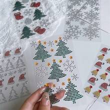 2/1pc Christmas Self-Adhesive Rhinestone Gem Stickers, Christmas Hat, Christmas Tree, Sock Shaped Crystal Stickers, DIY Face Nail Art Makeup Decoration, Holiday Party Handmade Decorative Stickers - Multicolor - View 7