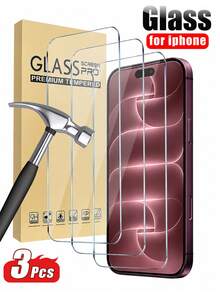 3pcs Full Coverage Tempered Glass Screen Protector, Anti-Collision Anti-Scratch, Smooth Surface, Easy Installation, Crystal Clear, Smooth Touch, 9H Hardness, Suitable For Phone Case, Compatible With Iphone Ultra/18 Pro Max/18 Pro/18/17e/17 Pro Max/17 Pro/17 Air/17/16 Pro Max/16 Pro/16 Plus/16/15 Pro Max/15/14/13/12/11 And Other Models, Compatible With Iphone Screen Protector - Clear - View 1