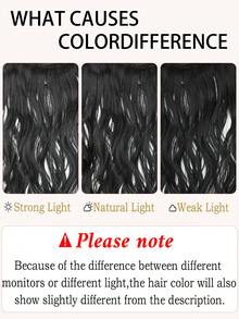Clip-In Hair Extensions, 16-28 Inch Wavy/V-Shaped Hair Extensions, One-Piece Black Color, Lightweight Hair Extensions With 4 Clips, For Women, Halloween - Black - View 7