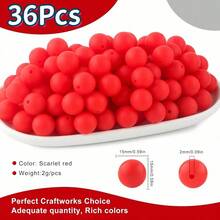 20/36 Buah Manik-Manik Bulat Silikon 1,5 Cm/0,59in, Cocok untuk Pembuatan Perhiasan, Gantungan Kunci DIY, Kalung, Gelang, dan Bahan Kerajinan Tangan, Perlengkapan Pembuatan Perhiasan, Tersedia Berbagai Warna - MultiWarna - View 15
