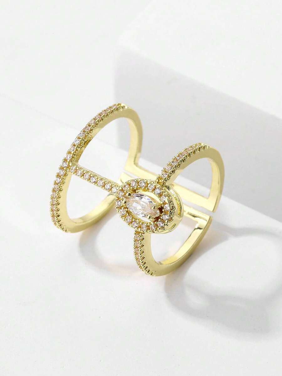 rakol Cubic Zirconia Decor Cuff Ring