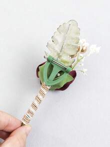 6Pcs Wedding Boutonniere For Groom And Groomsmen, Artificial PE Rose Lapel Pin ,Rustic Twine Wrapped Corsage For Wedding, Prom, Formal Party - Multicolor - View 9