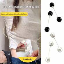 6/4/2Pcs T-Shirt Shortening Tool Invisible Waist Cincher Hem Tightener Adjustable Buckle Round Bead Pin No-Sew Knot Button - Multicolor - View 3
