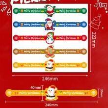 4 Lembar/20 Stiker Dekorasi Kemasan Hadiah Natal, Stiker Strip Panjang Natal, Stiker Santa Claus Kartun untuk Pengemasan Kotak Hadiah, Penyegelan, dan Dekorasi Kue - A - View 2