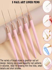 31Pcs Nail Art Tools Set, Nail Art Brushes, Liner Pens, Dotting Tools, Nail Palette And Nail Stickers Tweezers, Multi Function Manicure Supplies For Nail Art Design - Multicolor - View 4