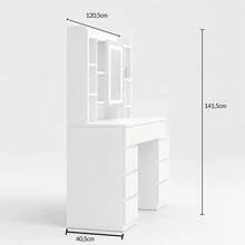 HaluPeit Dressing Table With LED Mirror And Storage Compartments, 8 Drawers For Large Capacity, 120cm White Bedroom Dressing Table. - White - View 5