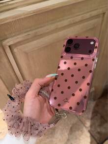 Premium Korean Style Polka Dot Phone Case Compatible With Iphone 18 Pro Max, 15, 17 Pro, 13, 18 Pro, 17, 16 Pro Max, Creative Full Coverage Anti-Drop Protective Cover, Women's Design - Pink - View 3