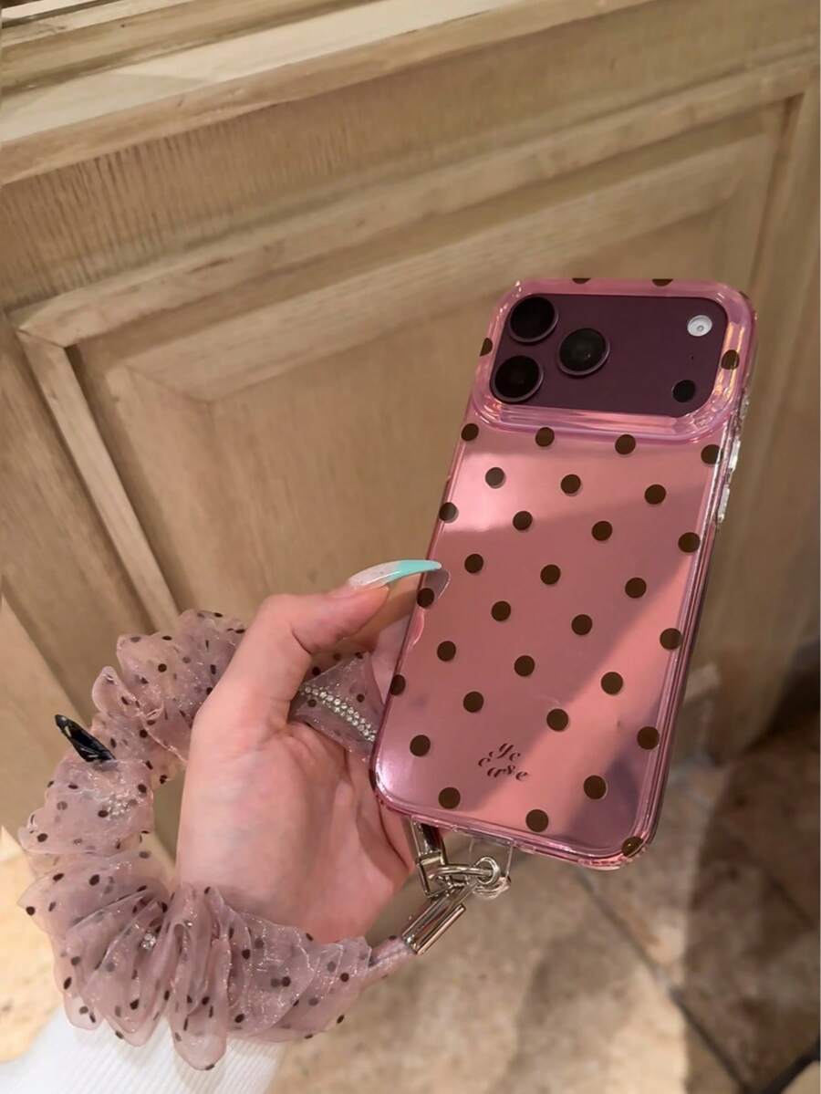 Premium Korean Style Polka Dot Phone Case Compatible With Iphone 18 Pro Max, 15, 17 Pro, 13, 18 Pro, 17, 16 Pro Max, Creative Full Coverage Anti-Drop Protective Cover, Women's Design - Pink - View 1