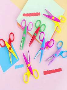 1/4/5/10pcs Handmade Scissors Set, Wavy Edge Paper Cutting Scissors, Multi-Functional Scissors, Paper Crafting, Cute Wavy Edge Scissors, Scissors Set, Asymmetrical Scissors, Handmade Design, Perfect For Creative Crafts, Home And School Use - Scissors - View 1
