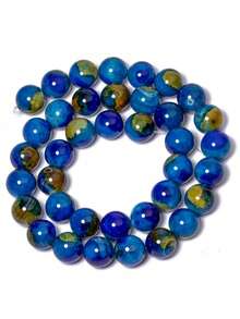 1 Strand 10mm Hand-Painted Blue & Yellow Agate Round Beads, Loose Beads For Jewelry Making DIY, Exquisite Bracelet Necklace Earring Accessories - Multicolor - View 11