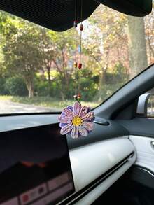 Creative Flower Car Hanging Ornament, Rearview Mirror Hanging Decoration, Car Interior Hanging Accessory, Car Rearview Mirror Decorative Pendant - A - View 3