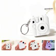1pc 3D Printed Mini Instant Camera Stress Relief Keychain, Can Hold 1-Inch Photo, Mini Instant Camera Keychain, 3D Printed Can Hold Small Photo, Press To Pop Out (Random Style And Color) - Multi-color - View 1