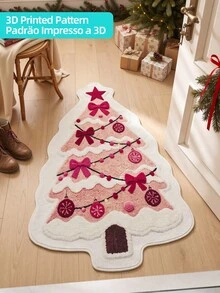 DAJIANG 1 buah Karpet Berbentuk Pohon Natal Warna Pink, Karpet Dapur, Karpet Lorong, Karpet Area, Cocok untuk Kamar Mandi, Dapur, Dalam Ruangan, Lorong, Kamar Tidur, Ruang Tamu, Samping Tempat Tidur, Dapat Dicuci dengan Mesin, Mudah Dibersihkan, Alas Anti Selip, Dekorasi Kamar Tidur, Gaya Musim Gugur/Musim Dingin - MultiWarna - View 4