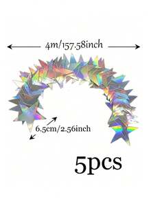 1/3/5pcs/Set Iridescent Star Hanging Bunting Banner, Shiny Star Garland For Wedding, Birthday Party And Holiday Celebration Backdrop Decoration - Iridescent Star - View 8