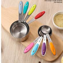 5/8PCS Colorful Stainless Steel Measuring Cups/Spoons, With Clear Markings, Suitable For Dry Or Liquid Ingredients, Cooking Accessories, Baking Essentials, Modern Kitchen Tools, Kitchen Utensils, High-Quality Spoons, Dry Ingredient Spoons - Multicolor - View 2