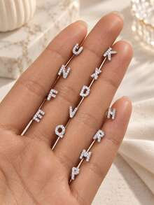 FOREVER QUEEN 單件 925 純銀小字母耳釘，軟組織耳洞設計，適合敏感肌膚 - 單隻 - 查看 6