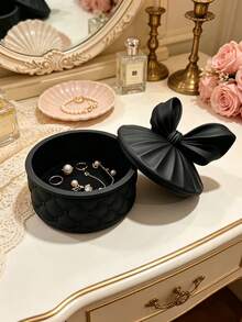 Bowknot 3D Printed Jewelry Storage Box, Diamond Embossed Texture With Dust Cover, Stores Rings, Necklaces, Earrings, Multiple Macaron Colors, Vanity Decor Ornament, Unique Delicate Birthday Gift For Girls - Multicolor - View 13