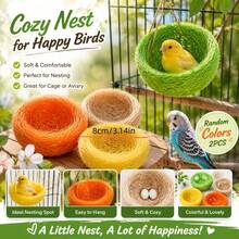 Hanging Bird Nest (Set Of 2, Hanging Rope Not Included), Random Color. These Are Practical Perches And Resting Places For Small Pet Birds, And Also Interesting Decorations For Bird Cages. - W - View 2