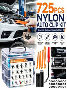 Set Klip Pengikat Plastik Mobil 725 buah, Klip Pengikat Trim Panel Pintu Fender Mobil, Kit Klip Pengikat Bumper Mobil, Termasuk 30 Ring, 10 Pengikat Kabel, Tuas Pengungkit 6 Inci dan Set Alat Pelepas Kuning 4 buah, Cocok untuk Perbaikan Mobil - 725 PCS - KOTAK - PERLENGKAPAN PERBAIKAN - View 4