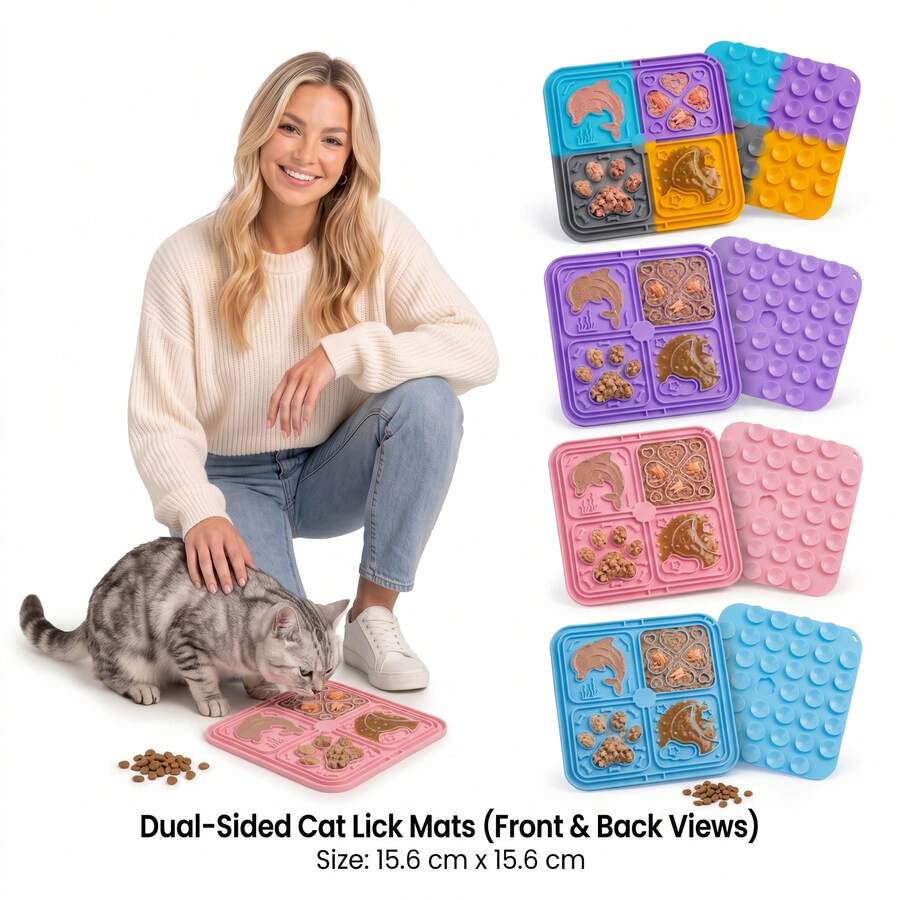 1pc Silicone Pet Licking Mat With Strong Suction Cups, Slow Feeding Licking Mat For Dogs And Cats, Non-Slip Licking Mat To Relieve Anxiety, Reduce Boredom, For Bathing And Grooming Training, Dishwasher - Multi-color - View 1