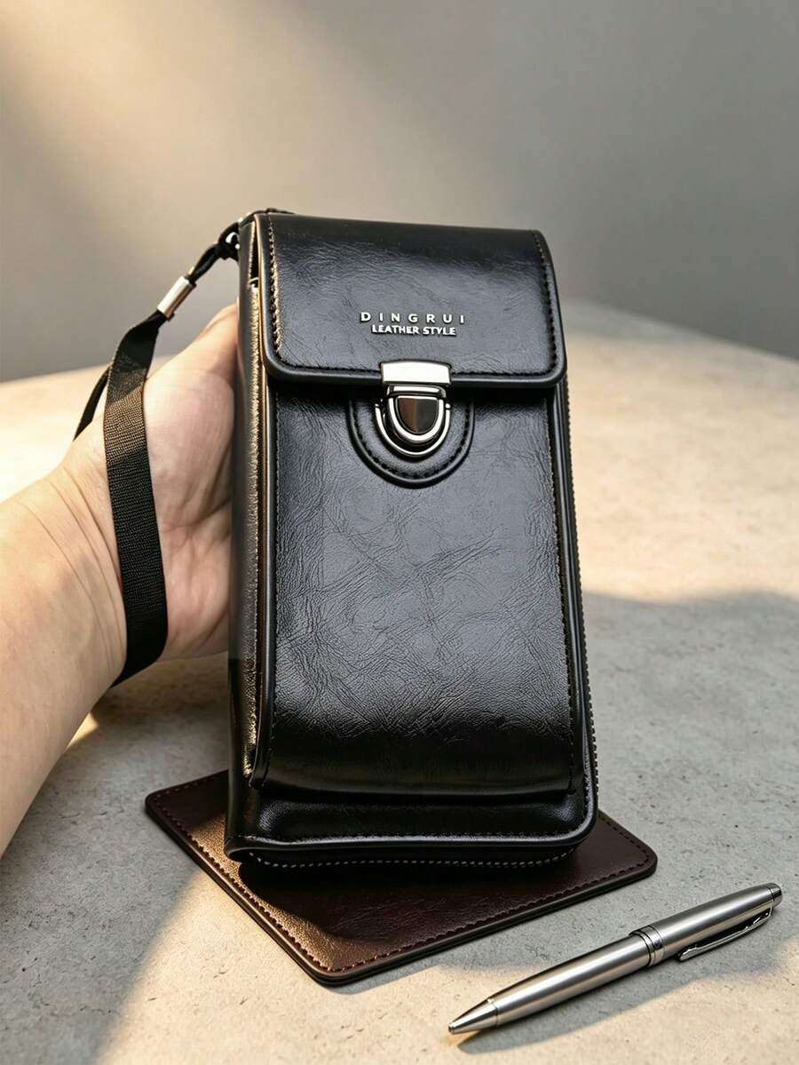 1pc PU New Men's Long Wallet, Multi-Card Slots, Zipper, Snap Button, Vintage, Large Capacity Phone Multifunctional Clutch Bag, Cards, Cash, Coins Can Be Organized And Stored, Classic Low-Key Appearance Suitable For Commuting, Business Travel And Other Scenarios, Durable And Practical For Men's Daily Use