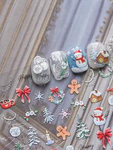 1 Embossed Nail Art Charm Sticker Popular Self-Adhesive Winter Nail Art Sticker Cute Christmas Nail Decoration Sticker DIY - Multicolor - View 3