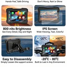 VENBES 5 Inch Waterproof Motorcycle PND Touchscreen, Quick Detachable Wireless CarPlay And Android Auto Motorcycle Display, Bluetooth Media Player - 5inch Motorcycle PND Main Unit - View 6
