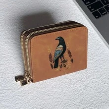 Crow Print Card Holder Lightweight Fashionable Wallet Suitable For Daily Use For Women Double Zipper Mini Wallet Purse Wallet Card Wallet - Multicolor - View 20