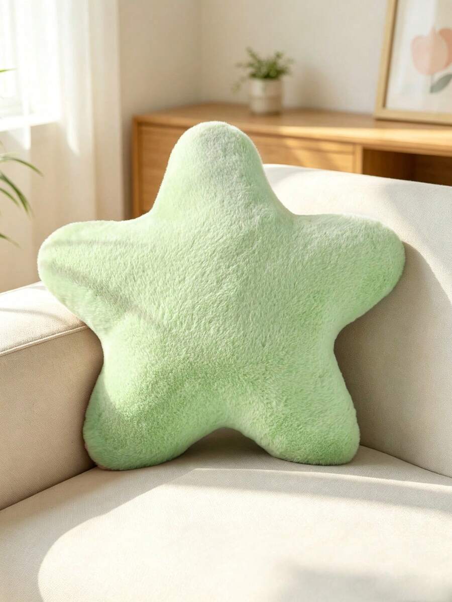 新款星星造型抱枕,客廳與臥室裝飾枕,四季通用室內裝飾枕 - 淡綠 - 查看 1