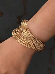 A Metallic Ornate Elegant Niche Commuter Vintage Design Sense Hand Accessory - Yellow Gold - View 4