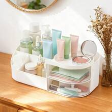 Vanity Drawer Bathroom Cosmetic Storage Box, Skincare Organizer With Large Capacity Storage Drawer And Makeup Brush Holder, Lipstick Jewelry Nail Care Cosmetic Storage - Multicolor - View 3