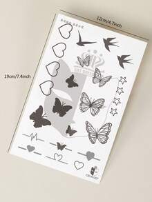 Herbal Juice Semi-Permanent Magic Tattoo Sticker, Minimalist Heart Butterfly Star Swallow Pattern, Long-Lasting 14 Days No Fading No Reflection, Temporary Tattoo Sticker For Arm Shoulder Neck Body, 1pc/Pack - Blue - View 9