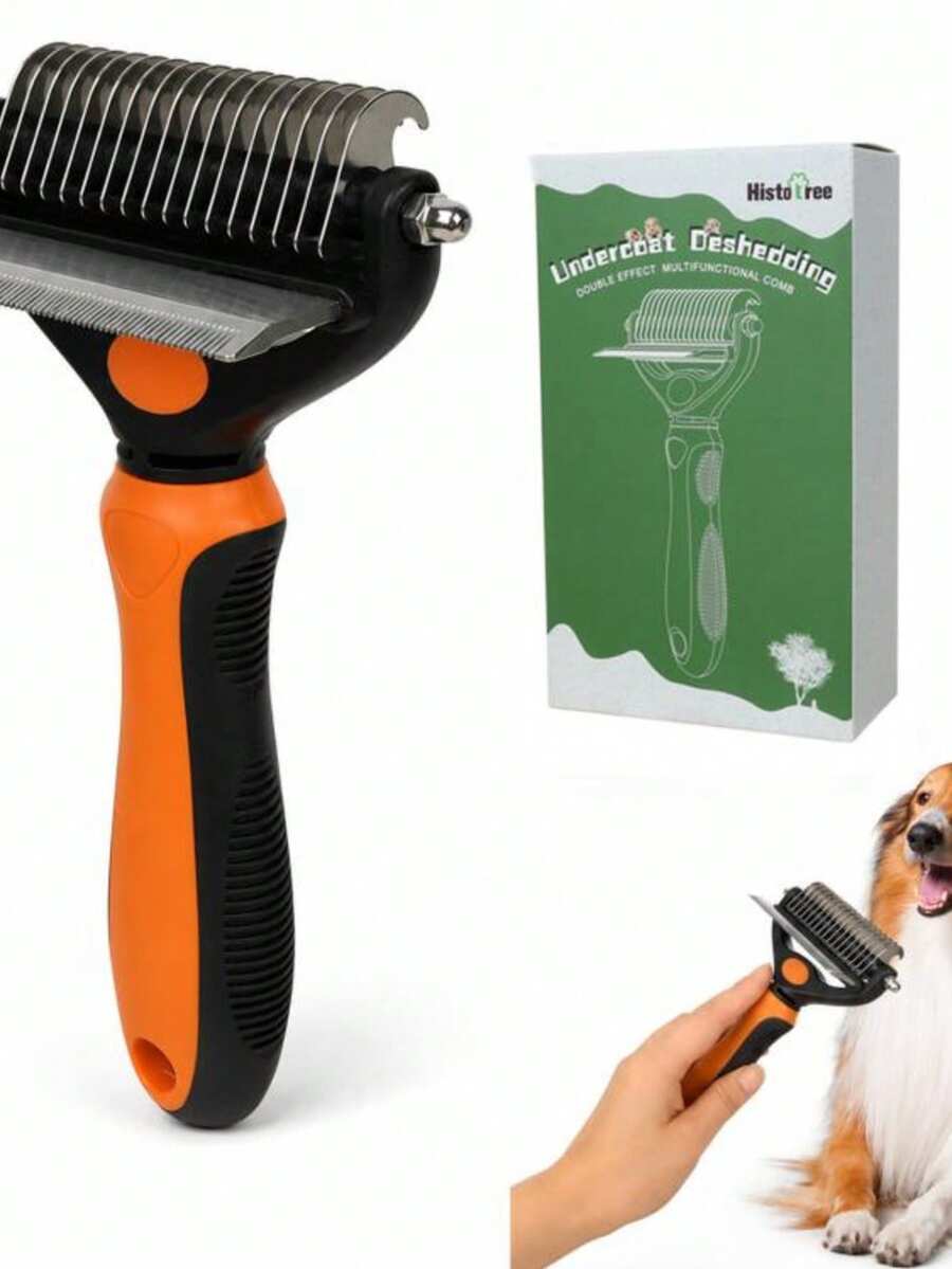 2合1寵物除結梳理梳與底毛除毛耙 雙面彎曲刀片解結工具