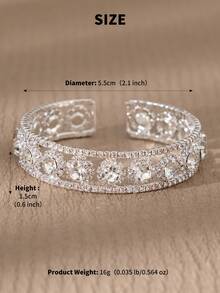 1 chiếc vòng tay cuff bản rộng rỗng hình thoi sang trọng thanh lịch cho nữ, tiệc tối, đám cưới, làm quà tặng - Nhiều màu - Xem 3