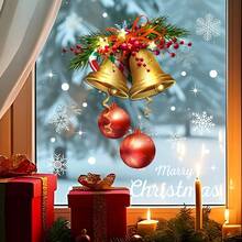 Christmas Window Static Cling Stickers, Ice Crystal Snowman & Christmas Tree Pattern, Holiday Glass Decor For Restaurant Windows - Approximately 30cm Wide and 40cm Long - View 12